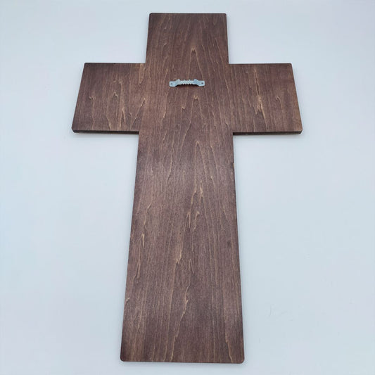 The Lord's Prayer laser cut wooden wall decor in layered basswood with hand-stained finish back side
