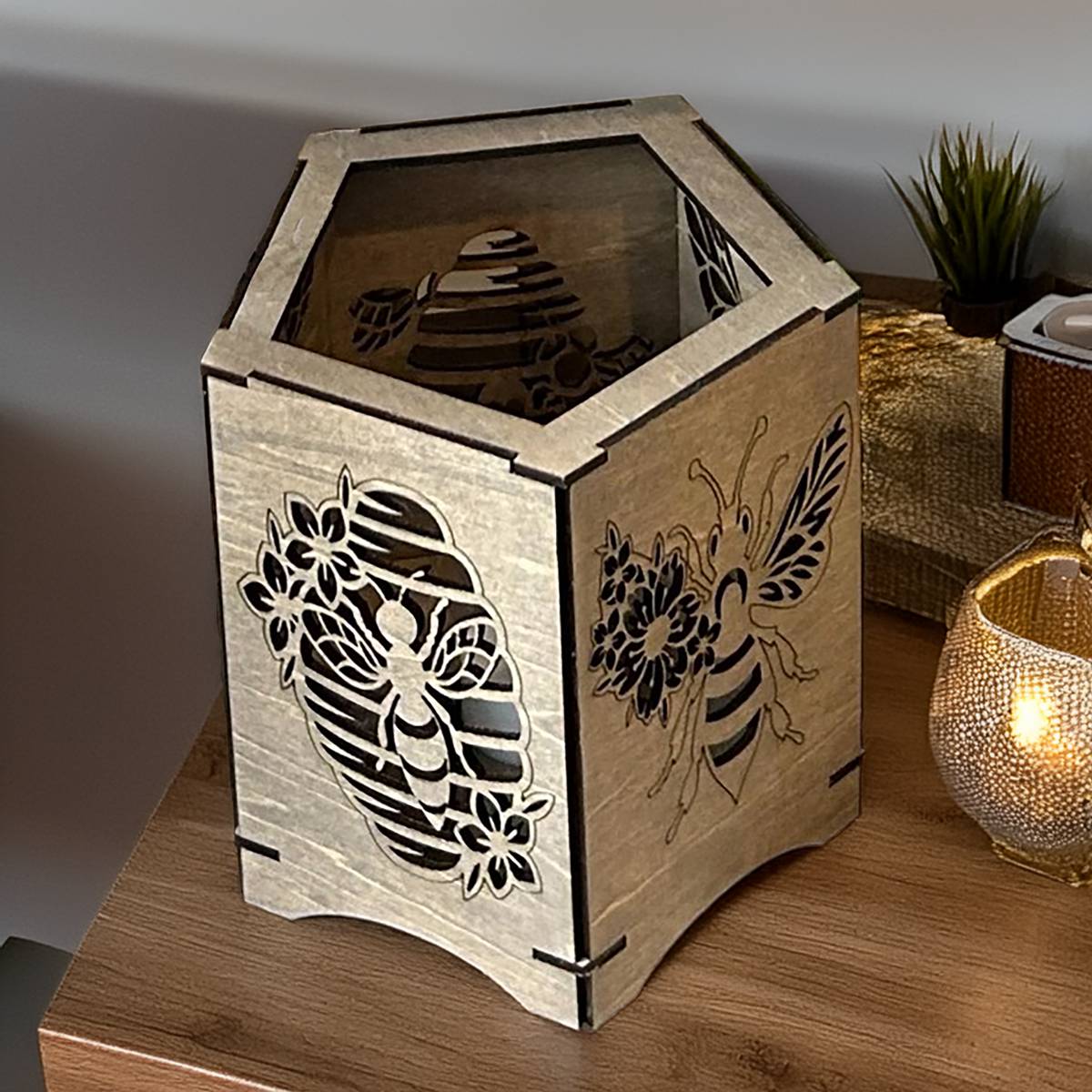 Honeybee Lantern with flameless candle