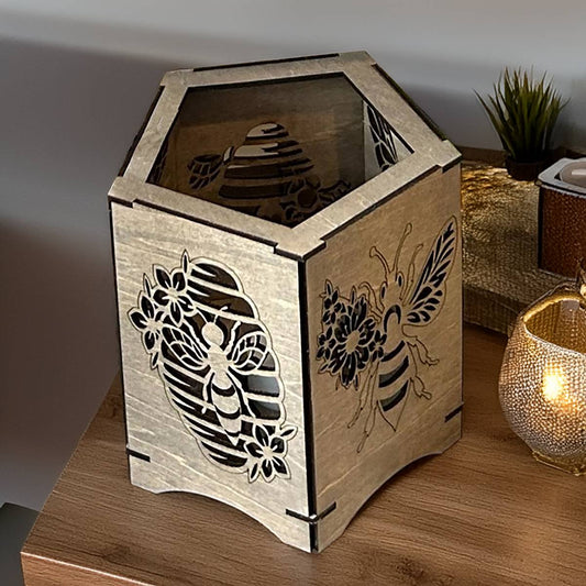 Honeybee Lantern with flameless candle - Warm Graphite - decor