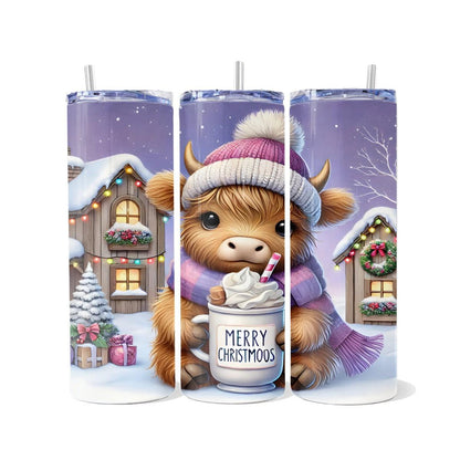 Merry Christmoos: The Coziest Cow! - a Skinny Tumbler - skinny tumbler
