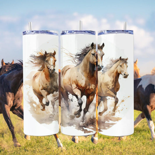 Wild Horses Galloping - a Skinny Tumbler - Kimmie's Creations L.L.C.