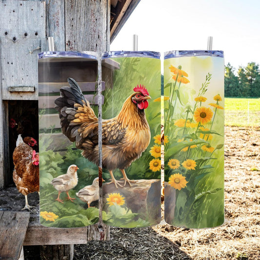 A Hen & Her Chicks on the Farm - a Skinny Tumbler - Kimmie's Creations L.L.C.