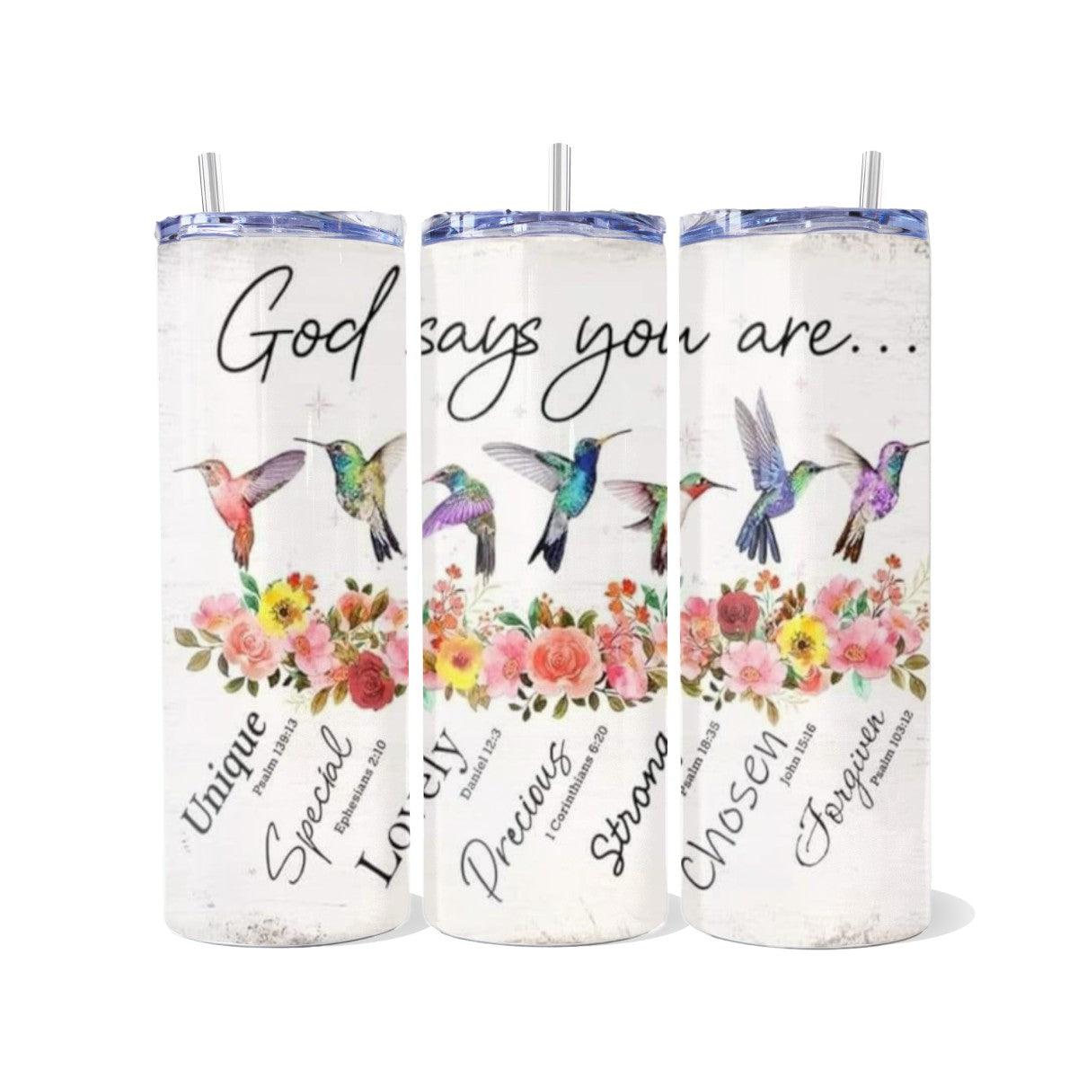 Inspiring Divine Affirmations Embrace Your Soul with 3 design choices - a Skinny Tumbler - Kimmie's Creations L.L.C.