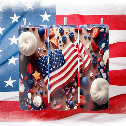 The U.S. Flag as Art (Cupcake Flag) - a Skinny Tumbler - skinny tumbler