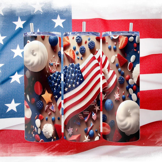 The U.S. Flag as Art (Cupcake Flag) - a Skinny Tumbler - Kimmie's Creations L.L.C.