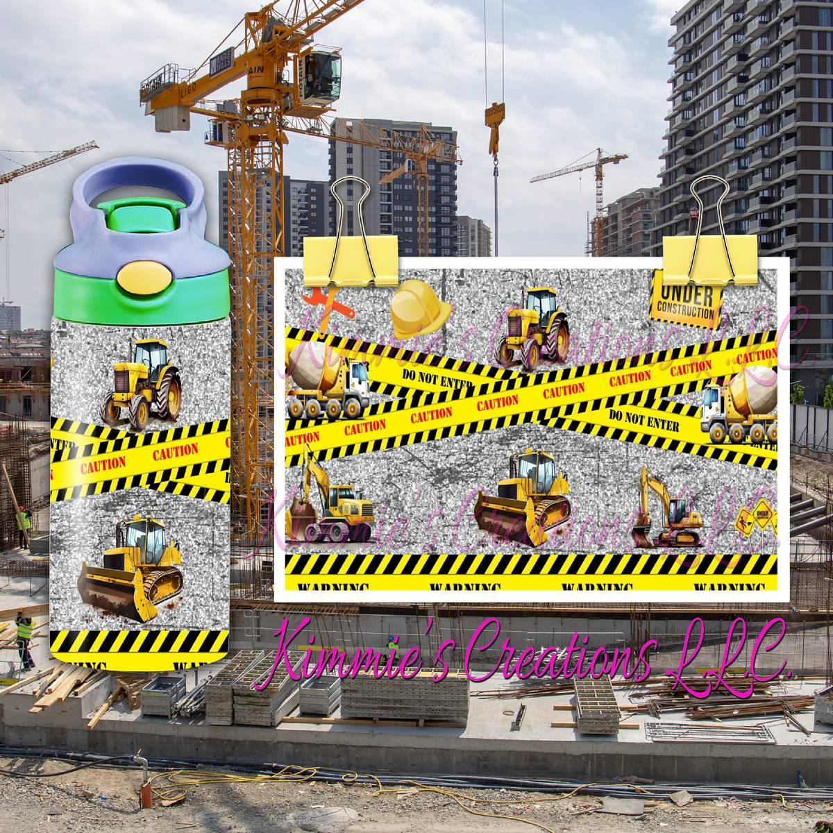 Revolutionize Playtime: Construction-themed Flip Top Water Bottle! - Kimmie's Creations L.L.C.