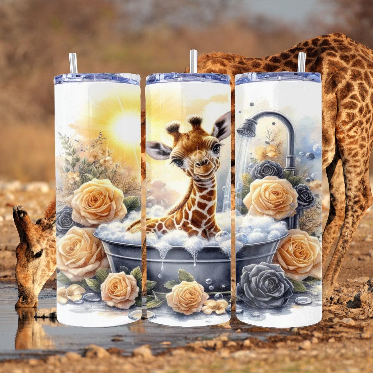 Adorable Mini Giraffe Makes a Splash! - a Skinny Tumbler - Kimmie's Creations L.L.C.