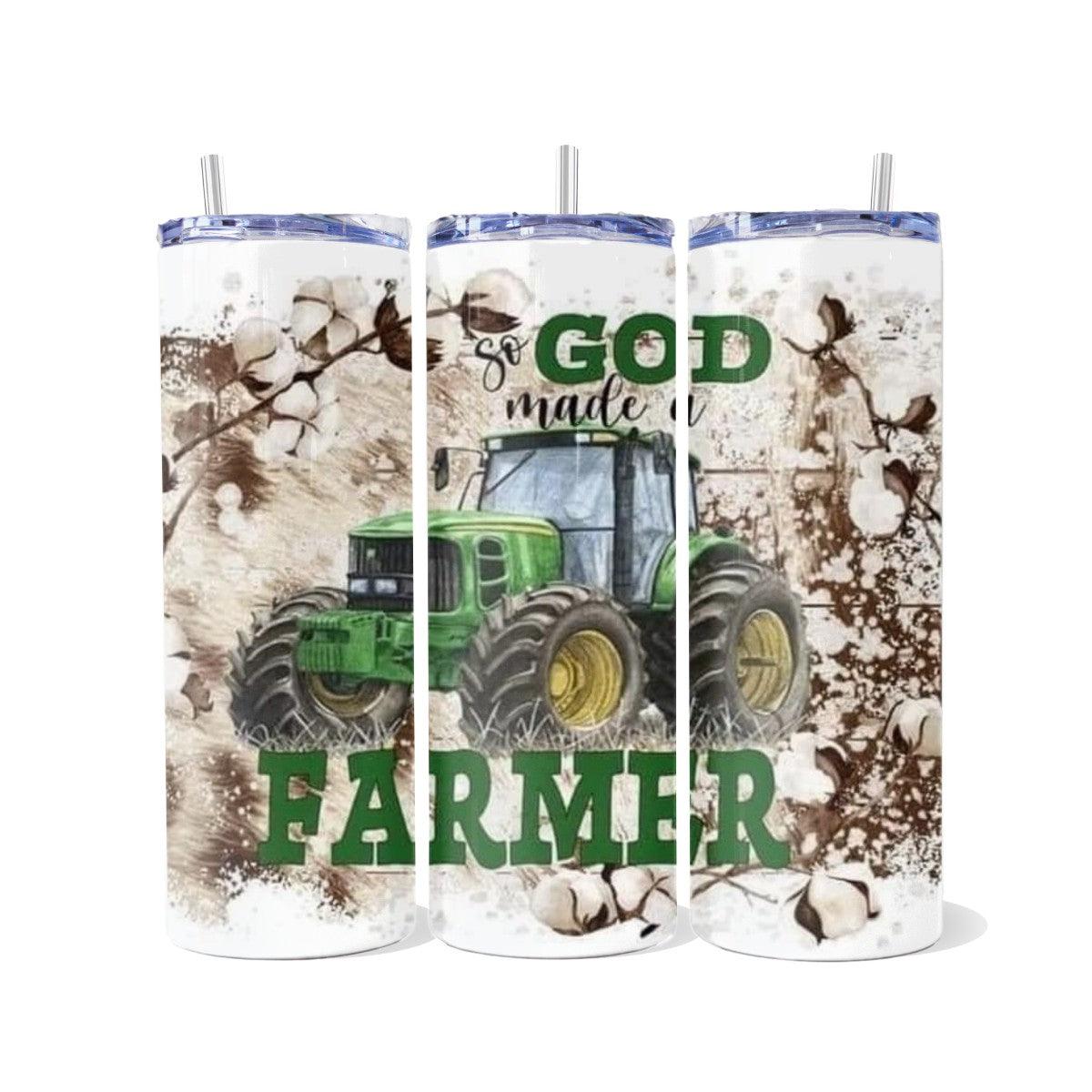 So God Made A Farmer Skinny Tumbler - Kimmie's Creations L.L.C.