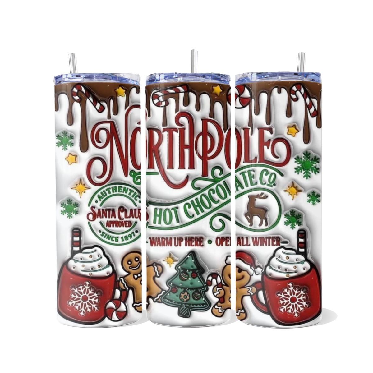 North Pole Hot Chocolate Co Santa Approved Skinny Tumbler - Kimmie's Creations L.L.C.