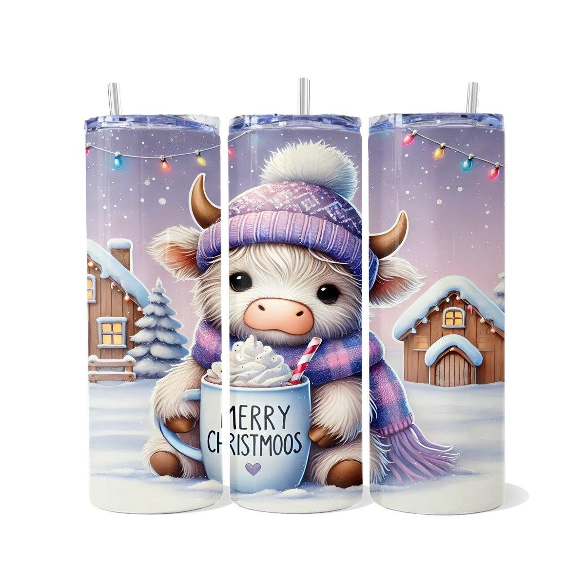 Merry Christmoos: The Coziest Cow! - a Skinny Tumbler - Kimmie's Creations L.L.C.