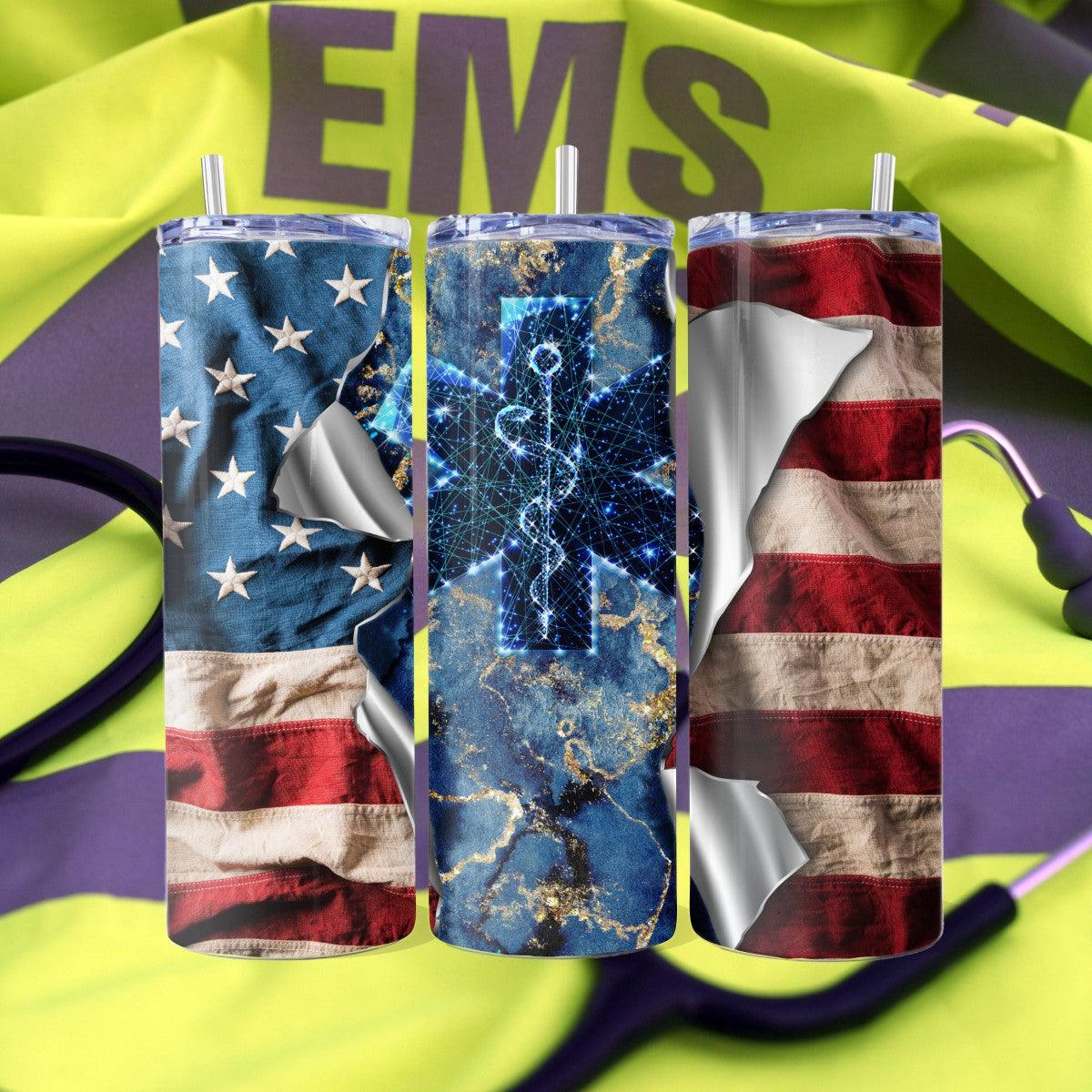 Revolutionary Skinny Tumbler: Honoring EMS Heroes - Kimmie's Creations L.L.C.