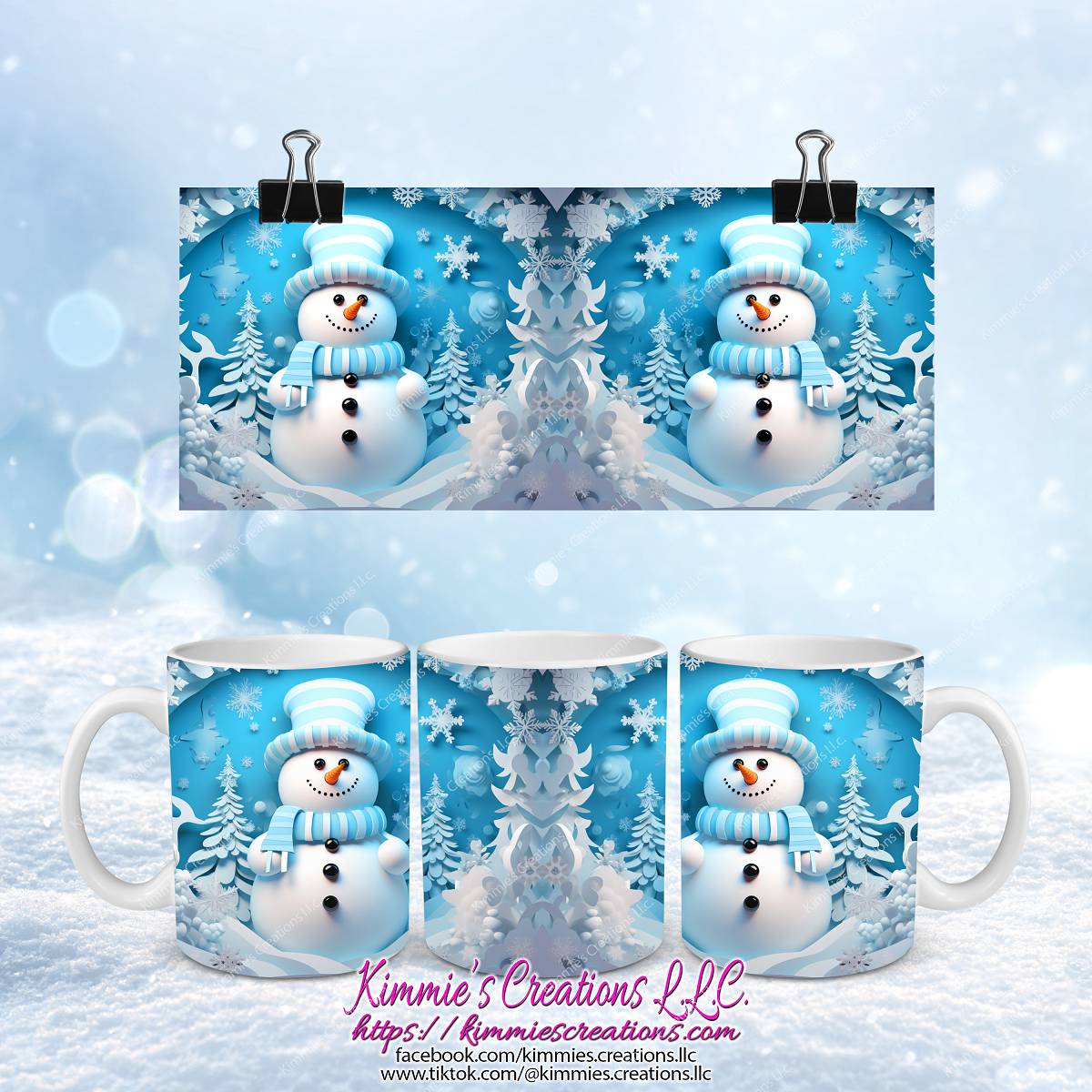 3D Snowman on a mug - 11 oz