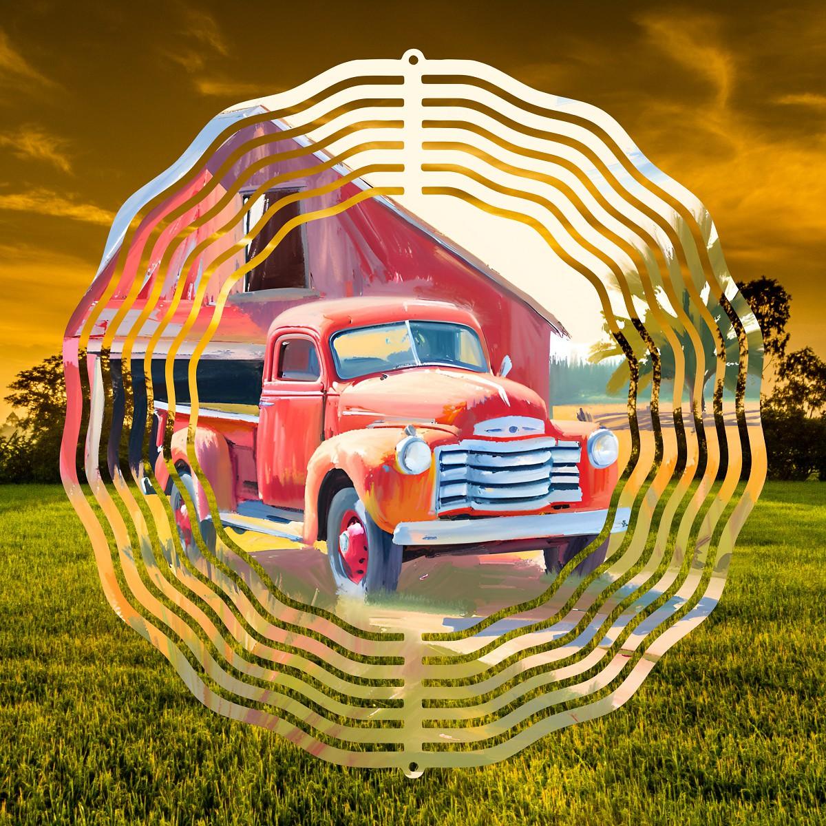 Watercolor Vintage Truck Wind Spinner - wind spinner