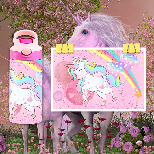 The Magical Journey of Hydration: Unleash the Pink Unicorn! - a 12 oz Flip Top - Kimmie's Creations L.L.C.