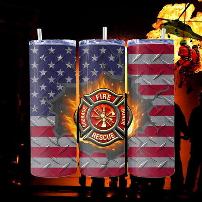 Honoring American Fire Rescue: A Stylish Tribute on a Skinny Tumbler - skinny tumbler