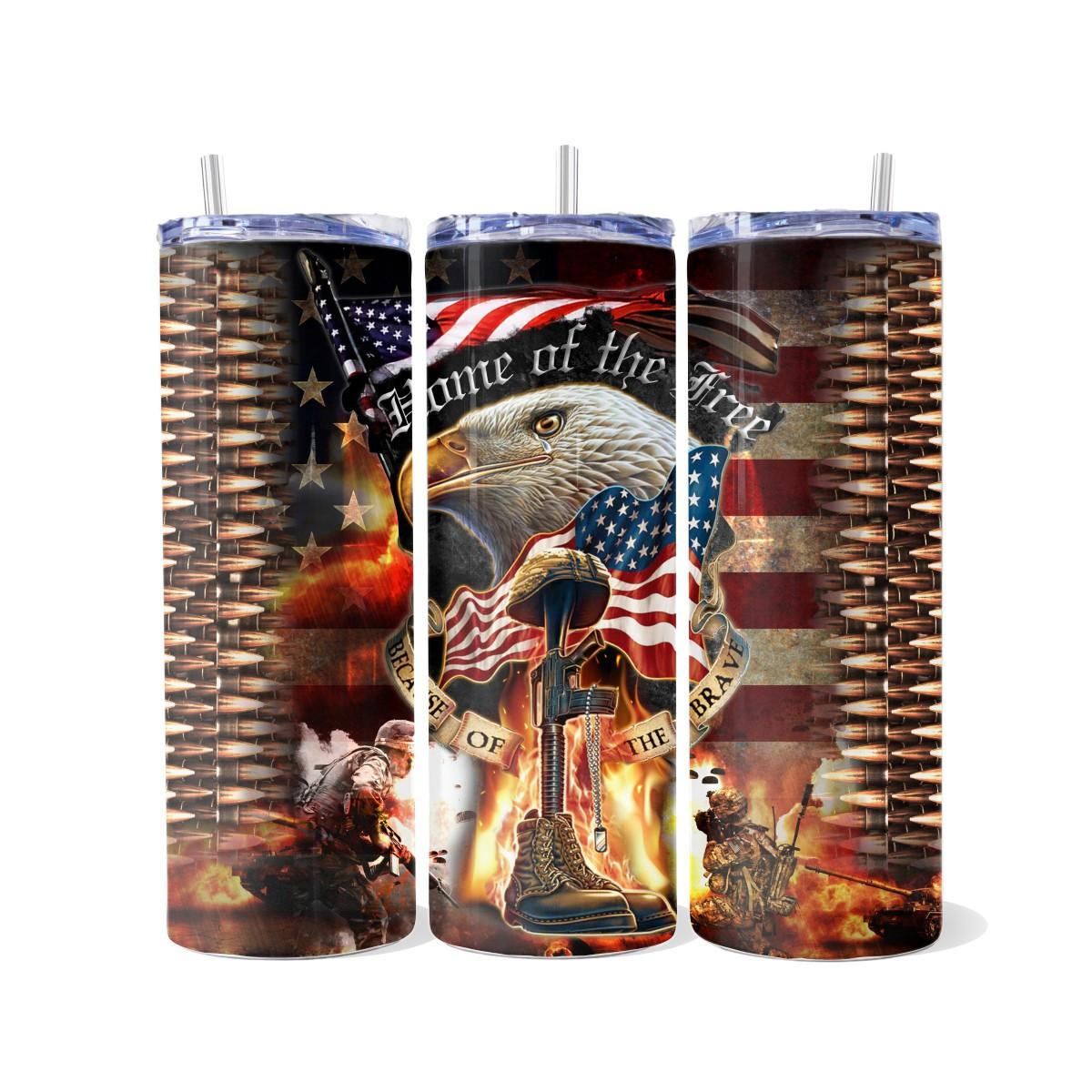 Home of the Free Because of the Brave Skinny Tumbler - Kimmie's Creations L.L.C.