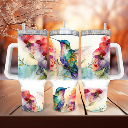 Dazzling Hummingbird Art: Quench Your Thirst for Nature! - a 40 oz tumbler