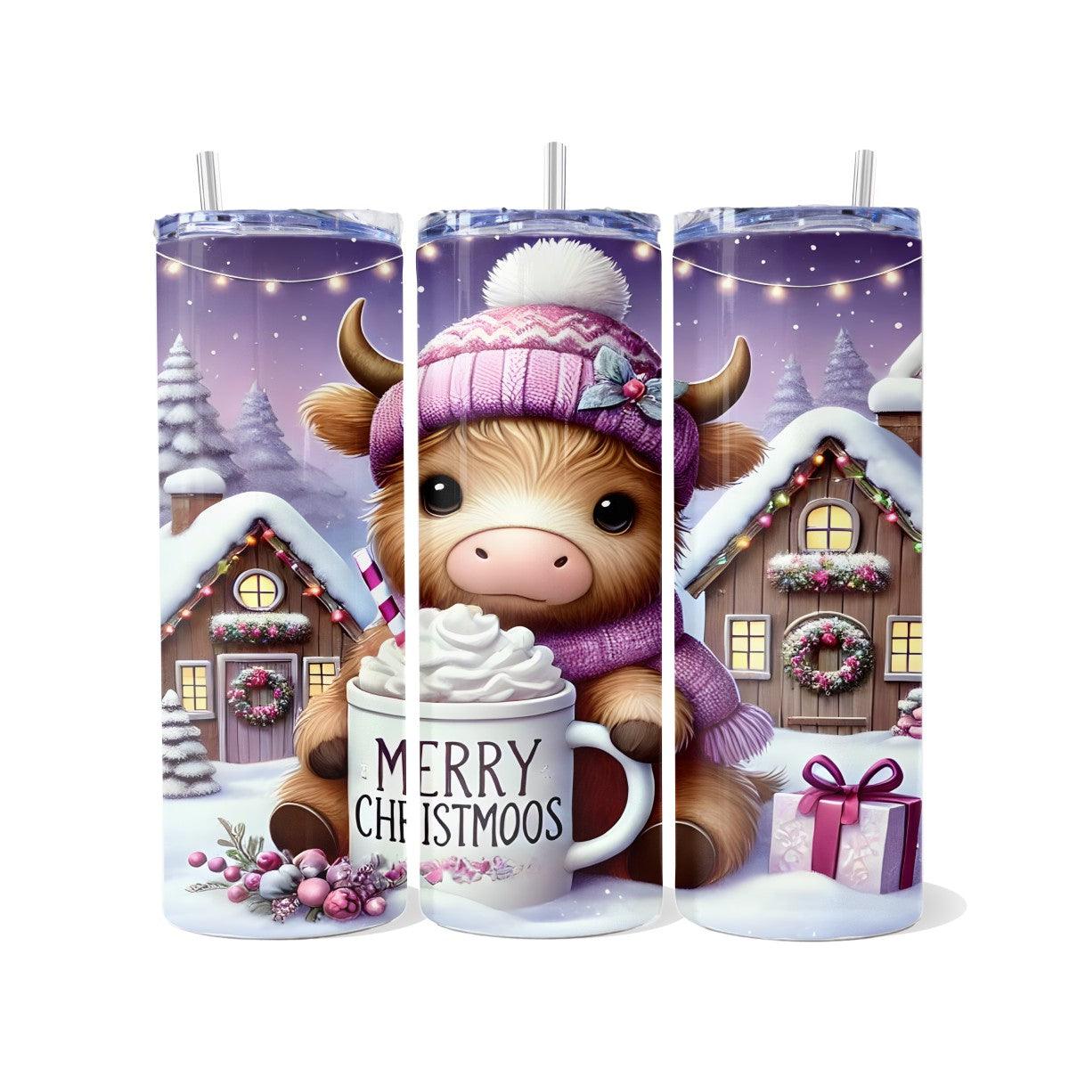 Merry Christmoos: The Coziest Cow! - a Skinny Tumbler - Kimmie's Creations L.L.C.