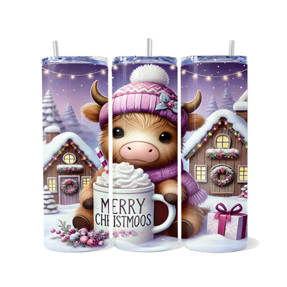 Merry Christmoos: The Coziest Cow! - a Skinny Tumbler - skinny tumbler