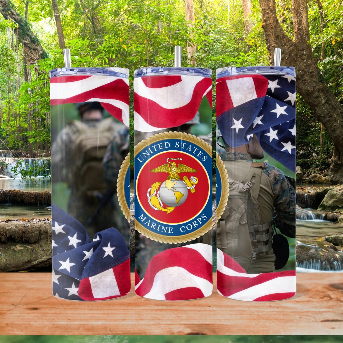 US Marines Skinny Tumbler with 2 image choices - Kimmie's Creations L.L.C.