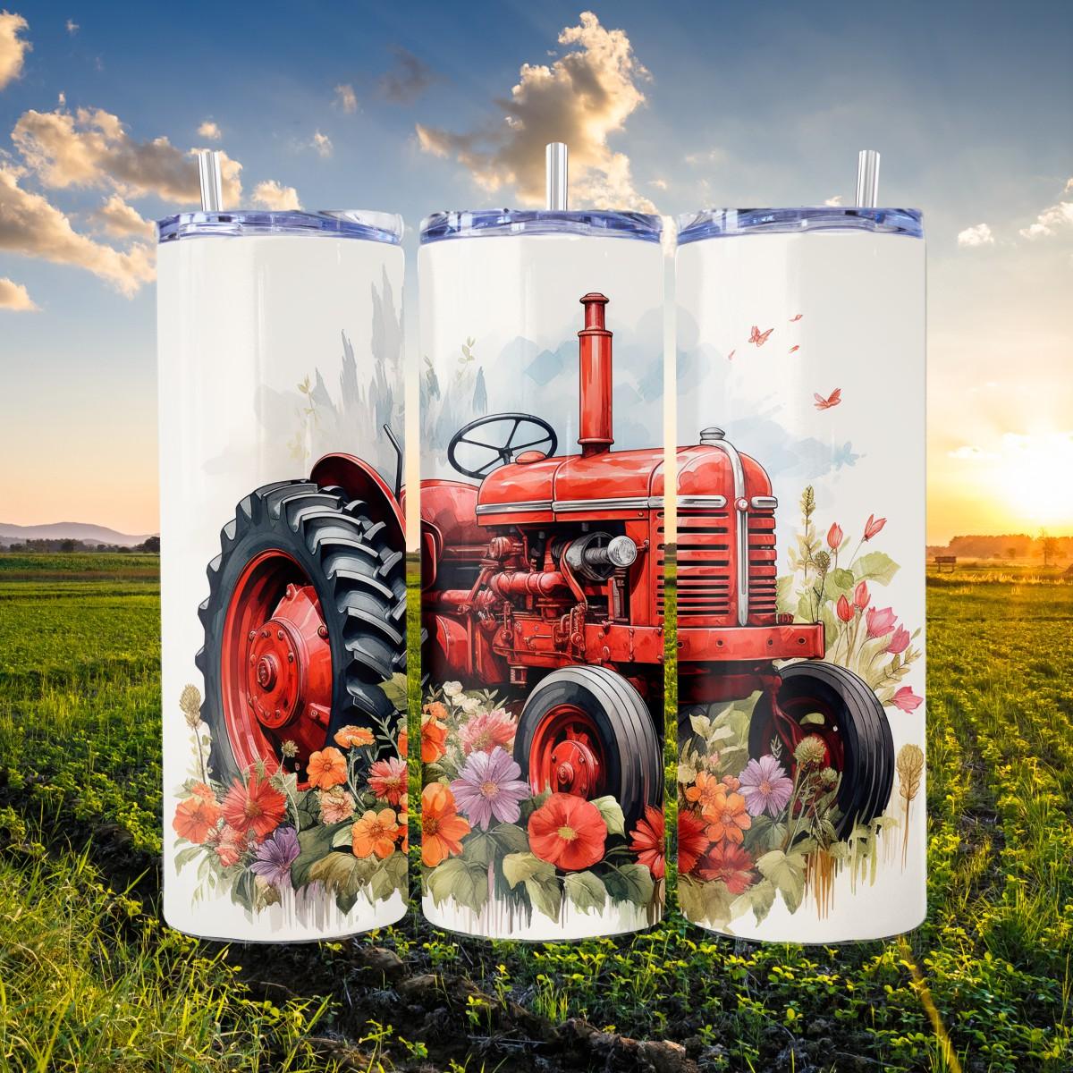 Old Vintage Tractor Skinny Tumbler - skinny tumbler