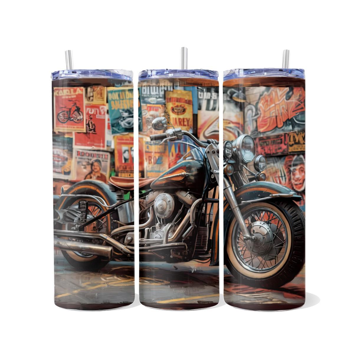 Gritty Urban Harley on a Skinny Tumbler - Kimmie's Creations L.L.C.