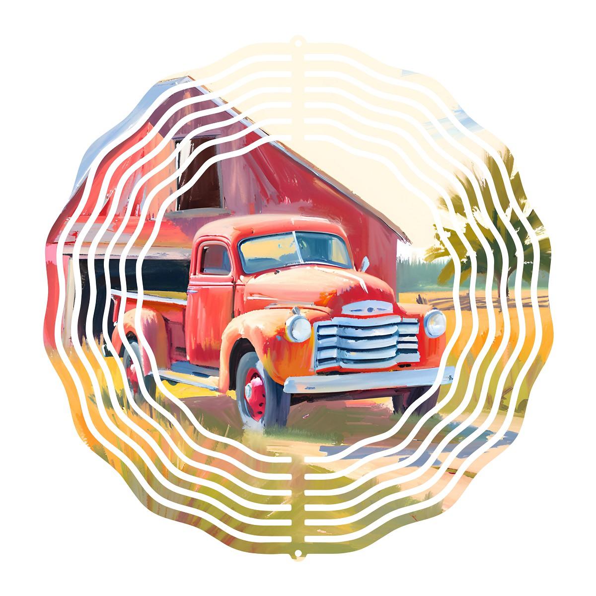 Watercolor Vintage Truck Wind Spinner - wind spinner