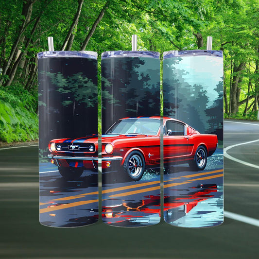 Vintage Mustang in Retro Graphics on a Skinny Tumbler - Kimmie's Creations L.L.C.