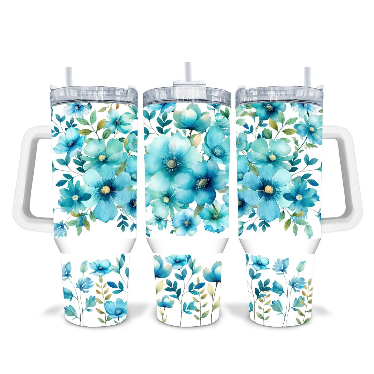 Turquoise Blossom Tumbler Steals the Spotlight - a 40 oz Tumbler! - Kimmie's Creations L.L.C.