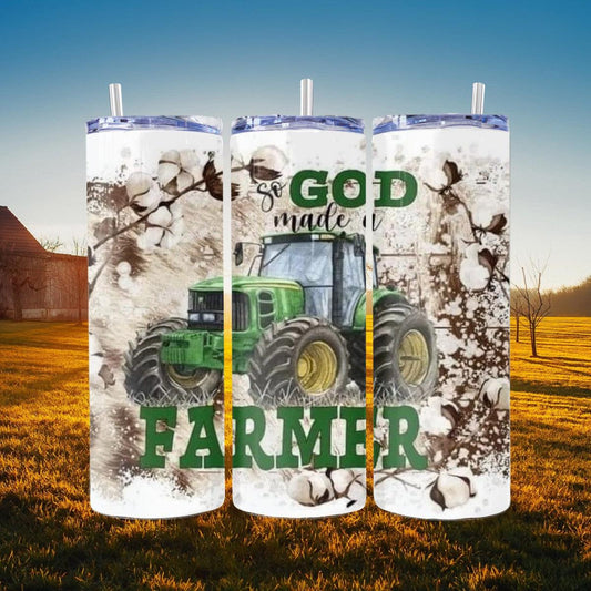 So God Made A Farmer Skinny Tumbler - Kimmie's Creations L.L.C.