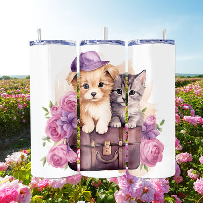 Furry Friends Frolic Freely - a Skinny Tumbler - skinny tumbler