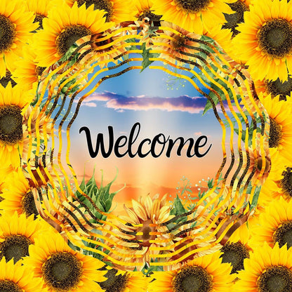 Welcome Sign with Sunflowers on Wind Spinner - wind spinner