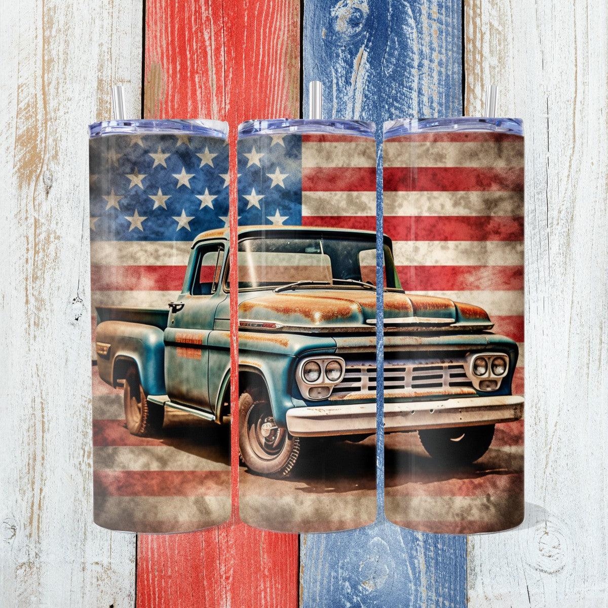 Rusted Blue Old Truck Skinny Tumbler - Kimmie's Creations L.L.C.