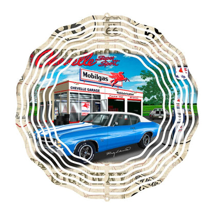 Classic Chevelle at the Mobilgas on a Wind Spinner - wind spinner