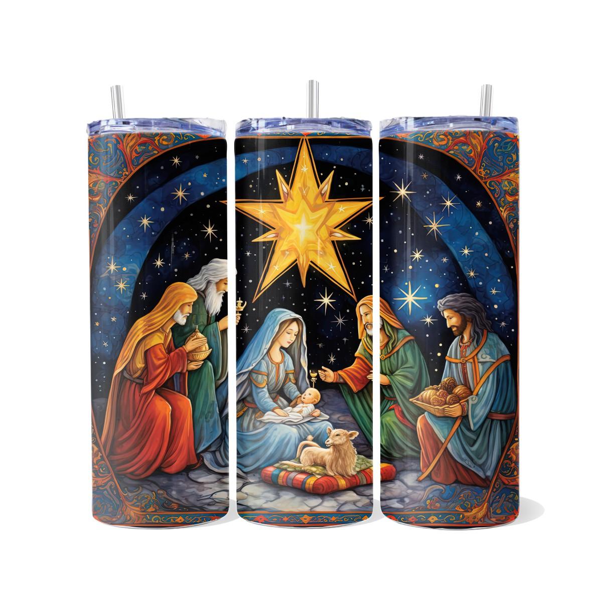 Astoundingly Detailed Nativity Art: Oh Holy Night - a Skinny Tumbler - Kimmie's Creations L.L.C.