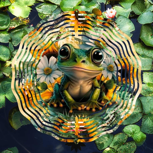 Adorable Frog on a Lily Pad: A Delightful Wind Spinner - wind spinner