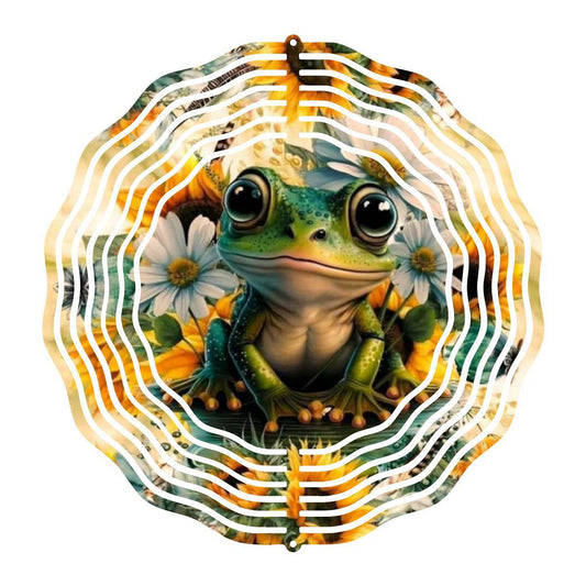 Adorable Frog on a Lily Pad: A Delightful Wind Spinner - wind spinner