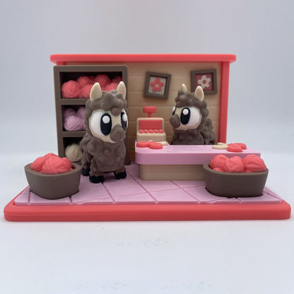 Alpacas and Yarn Store Playset - 3D Printed Articulated Diorama