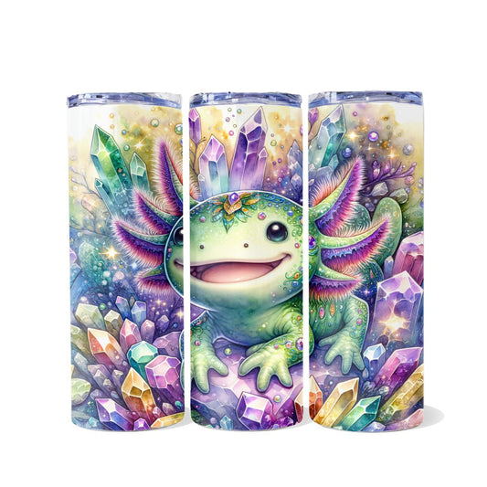 Axolotl with Crystals Dual Opening Skinny Tumbler