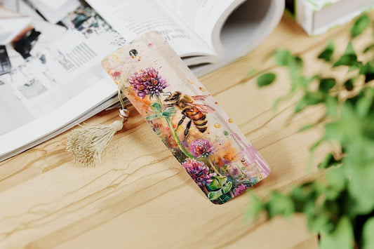 Watercolor Bees and Flowers bookmarks with 4 design choices - Kimmie's Creations L.L.C.