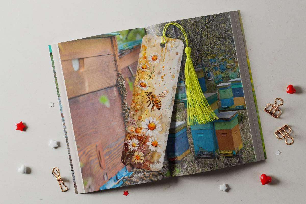 Watercolor Bees and Flowers bookmarks with 4 design choices - Kimmie's Creations L.L.C.