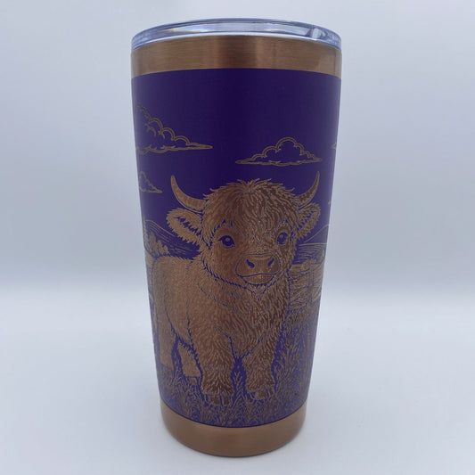 Baby highland cow on the farm engraved 20oz stainless steel tumbler