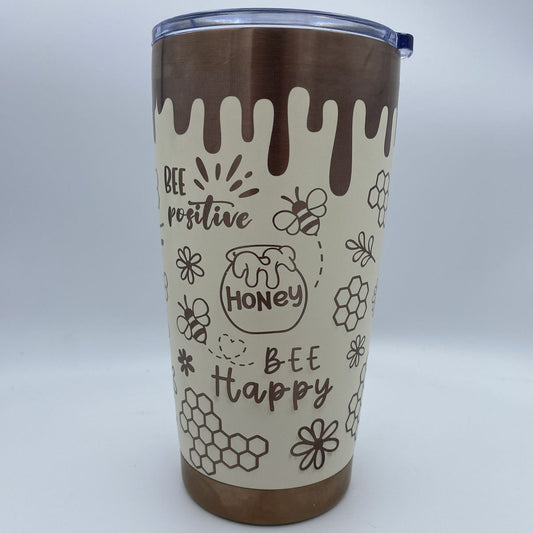 Bee Happy Engraved Tumbler