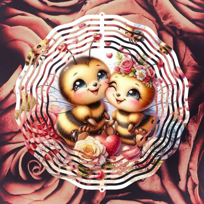 Adorable Loving Bee Couple Wind Spinner - wind spinner