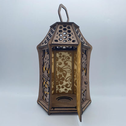 Bees on Flower flameless candle Lantern