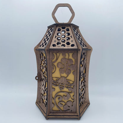 Bees on Flower flameless candle Lantern