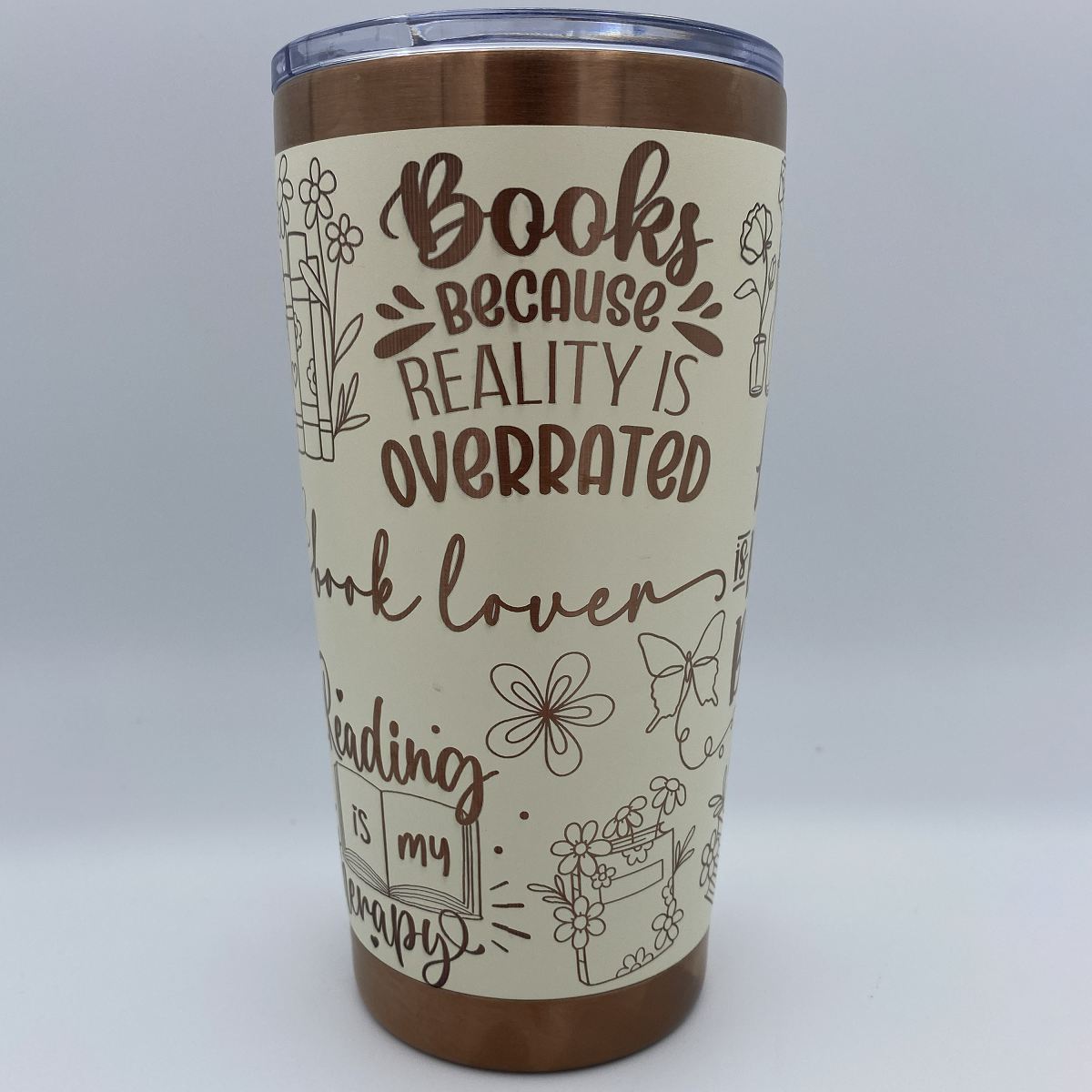 Book Lover engraved 20oz stainless steel tumbler