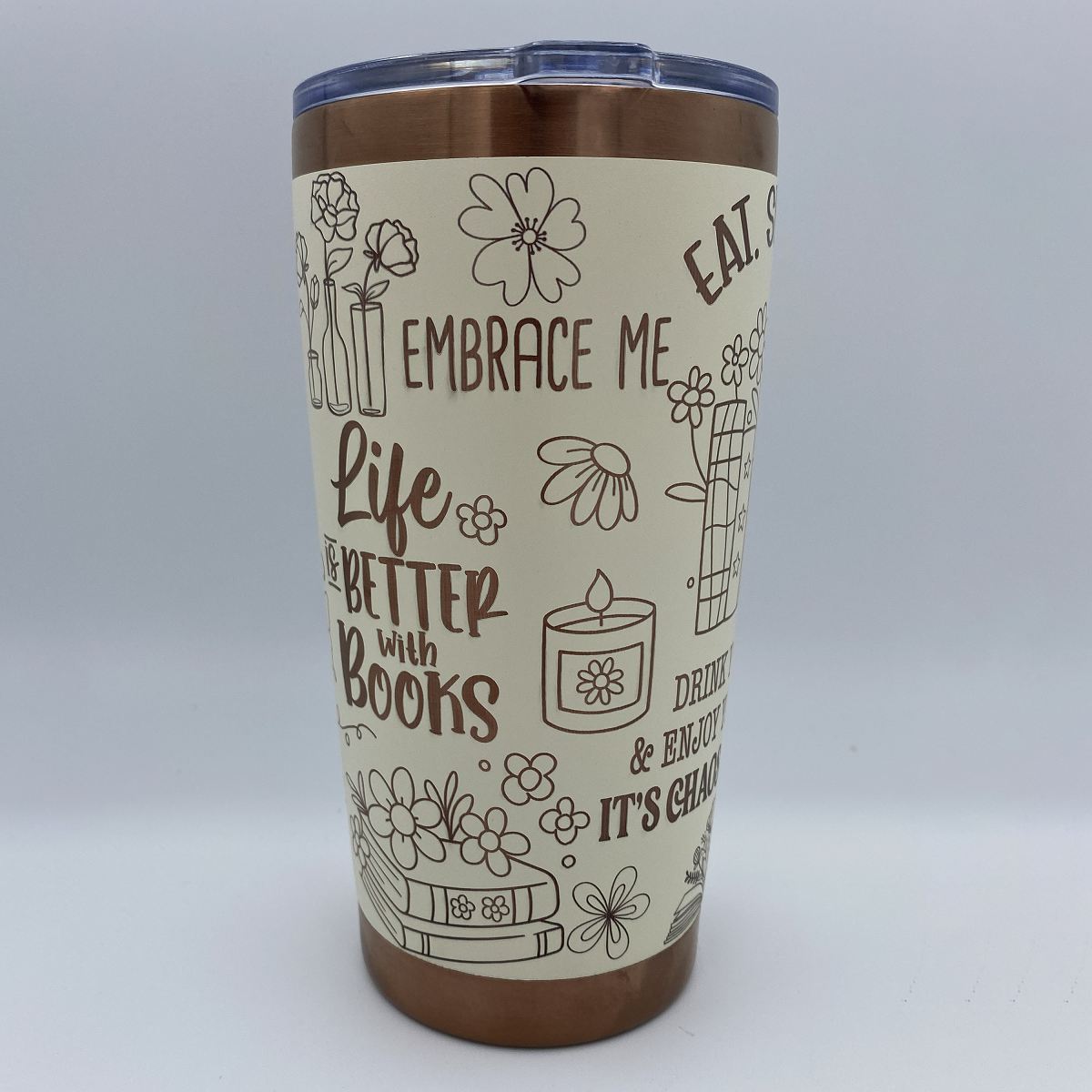 Book Lover engraved 20oz stainless steel tumbler
