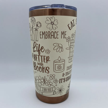 Book Lover engraved 20oz stainless steel tumbler