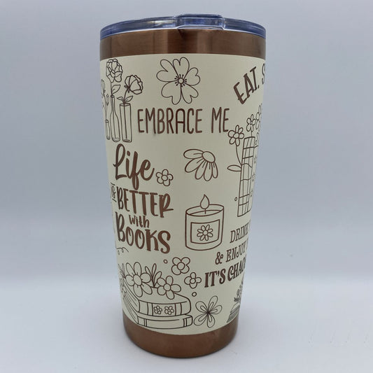 Book Lover engraved 20oz stainless steel tumbler